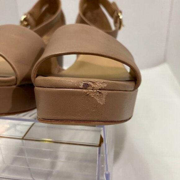 Naturalizer Platform Block Heel Sandals Tan Nude Leather Size 8 - Picture 7 of 12